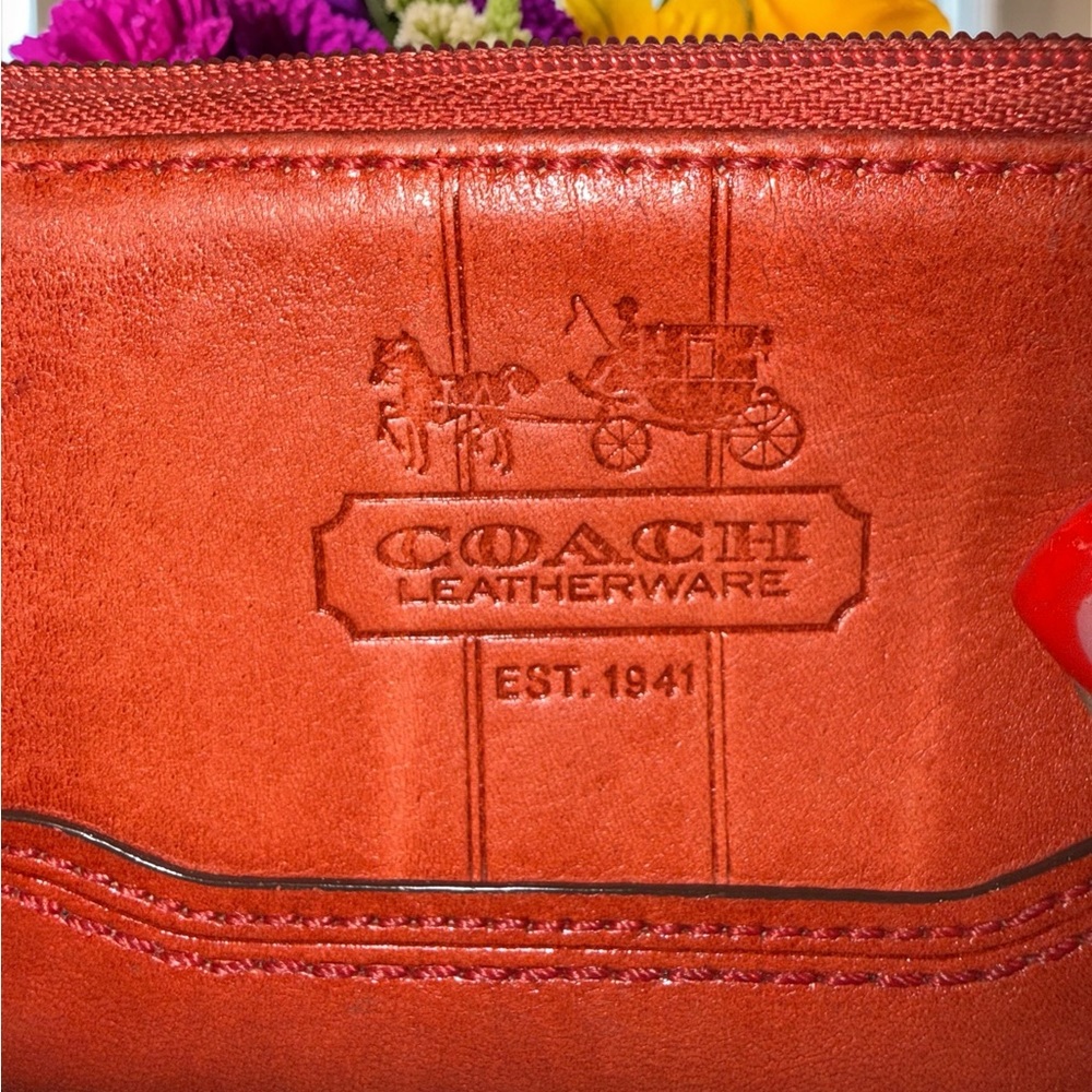 Coach Tatersall NEW IN BOX Leatherware Rust Red Leather Zip Card Case - Picture 7 of 7